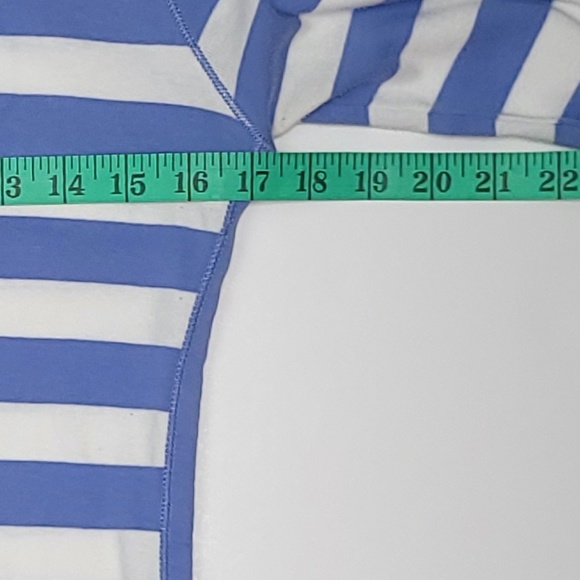 LRL Preppy Boatneck Periwinkle Blue and White Stripe 3/4 Sleeve Shirt size small - Picture 7 of 7